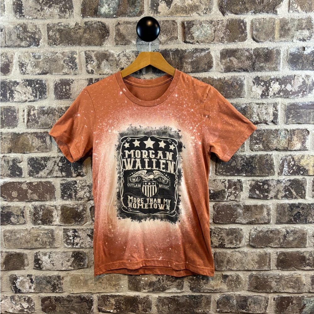 Morgan Wallen Graphic Bleach Distressed Orange Tee Womens Sz S